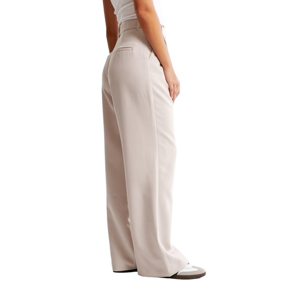 NWT Abercrombie A&F Sloane Tailored Wide Leg Pant Light Taupe 34 Curve Love - Picture 3 of 16
